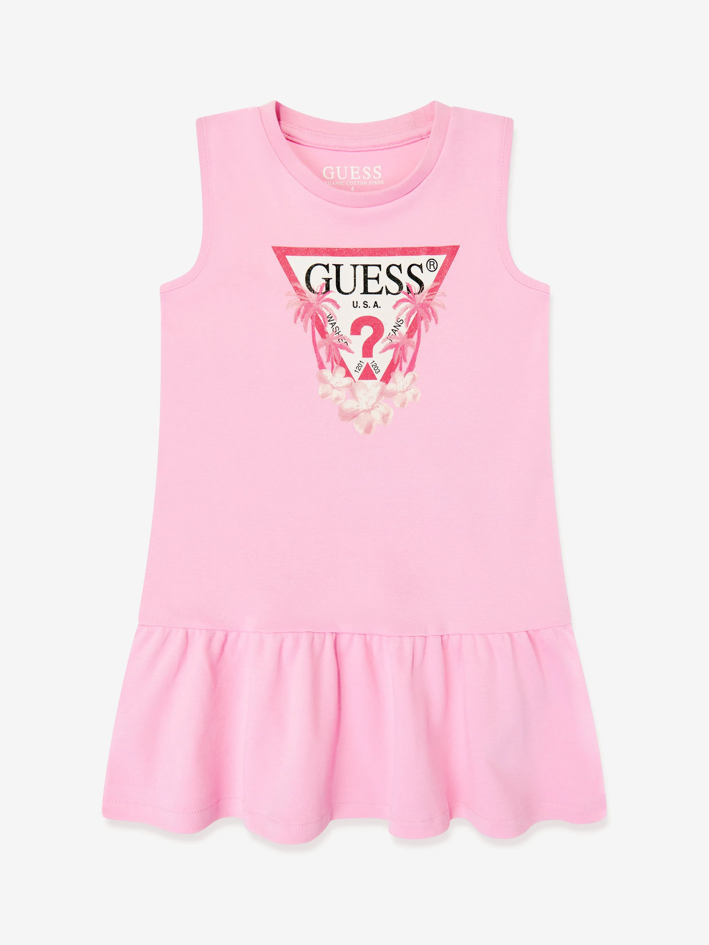 Girls Sleeveless Logo Dress in Pink