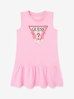 Girls Sleeveless Logo Dress in Pink