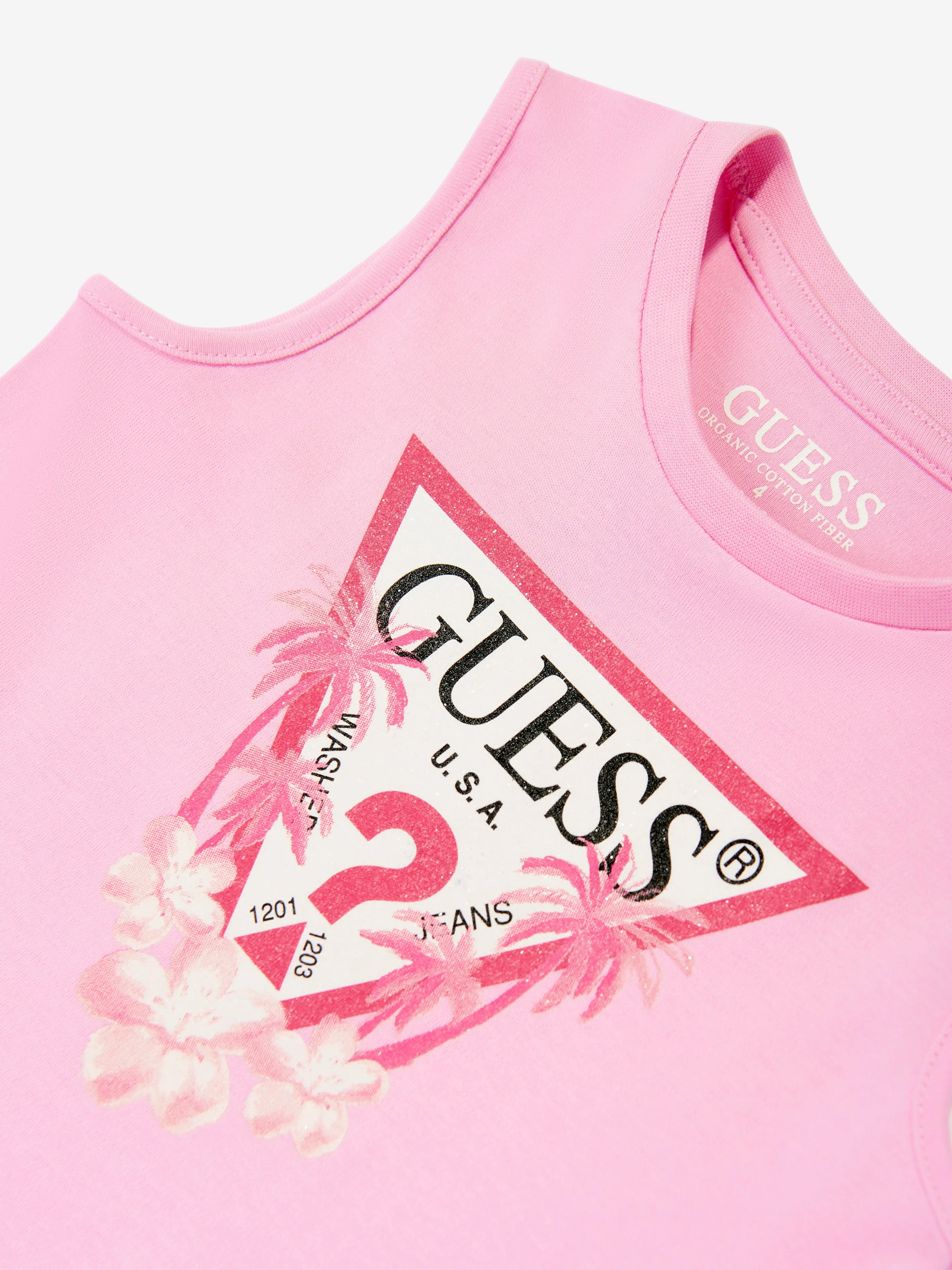 Girls Sleeveless Logo Dress in Pink