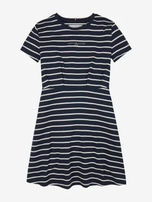 Girls Striped T-Shirt Dress in Navy