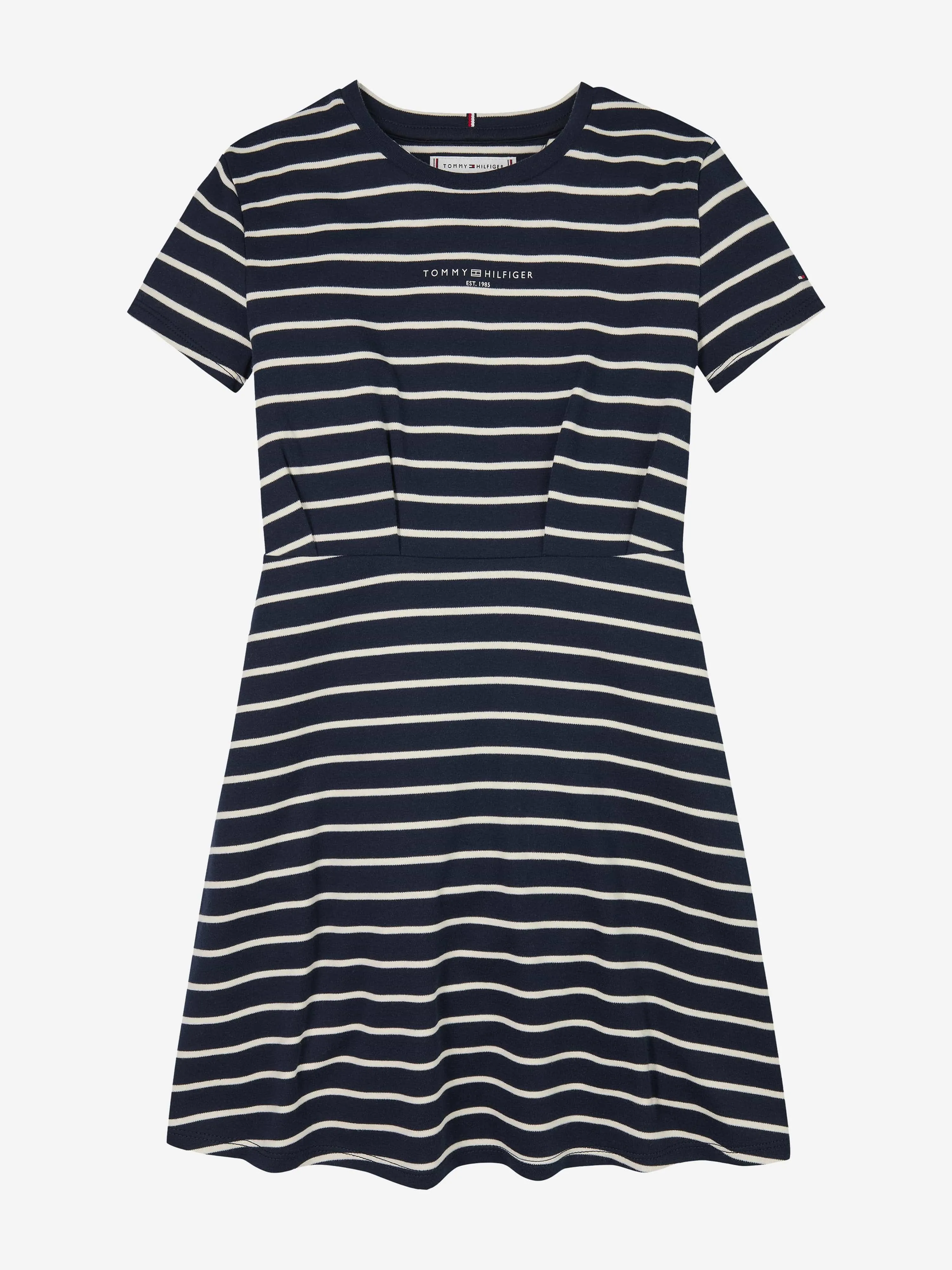Girls Striped T-Shirt Dress in Navy