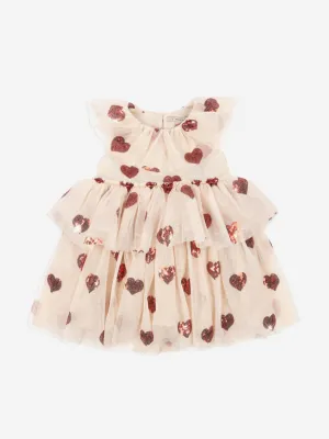 Girls Yvonne Tulle Hearts Fairy Dress in Ivory