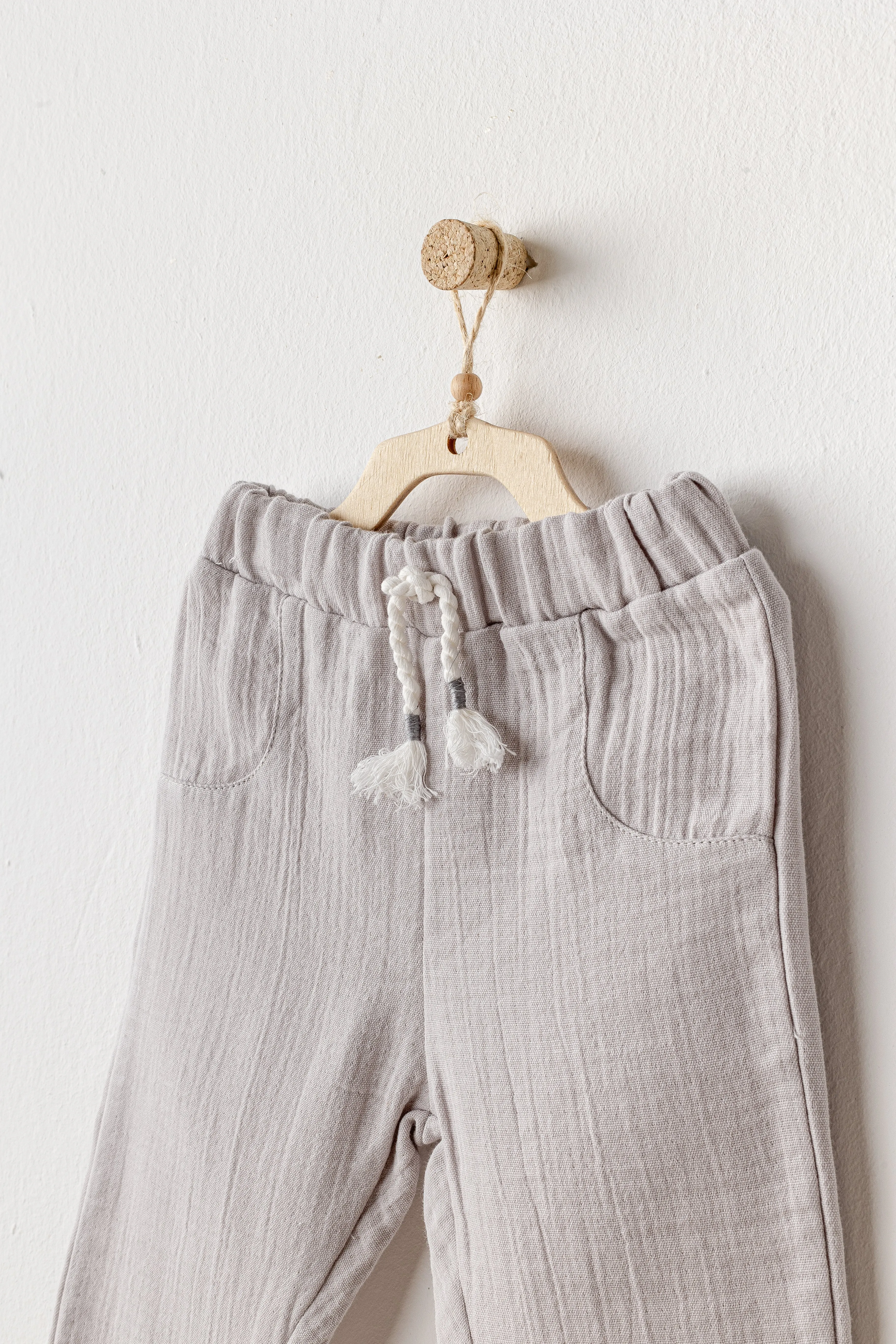 Grey Muslin Bowtie Outfit Set