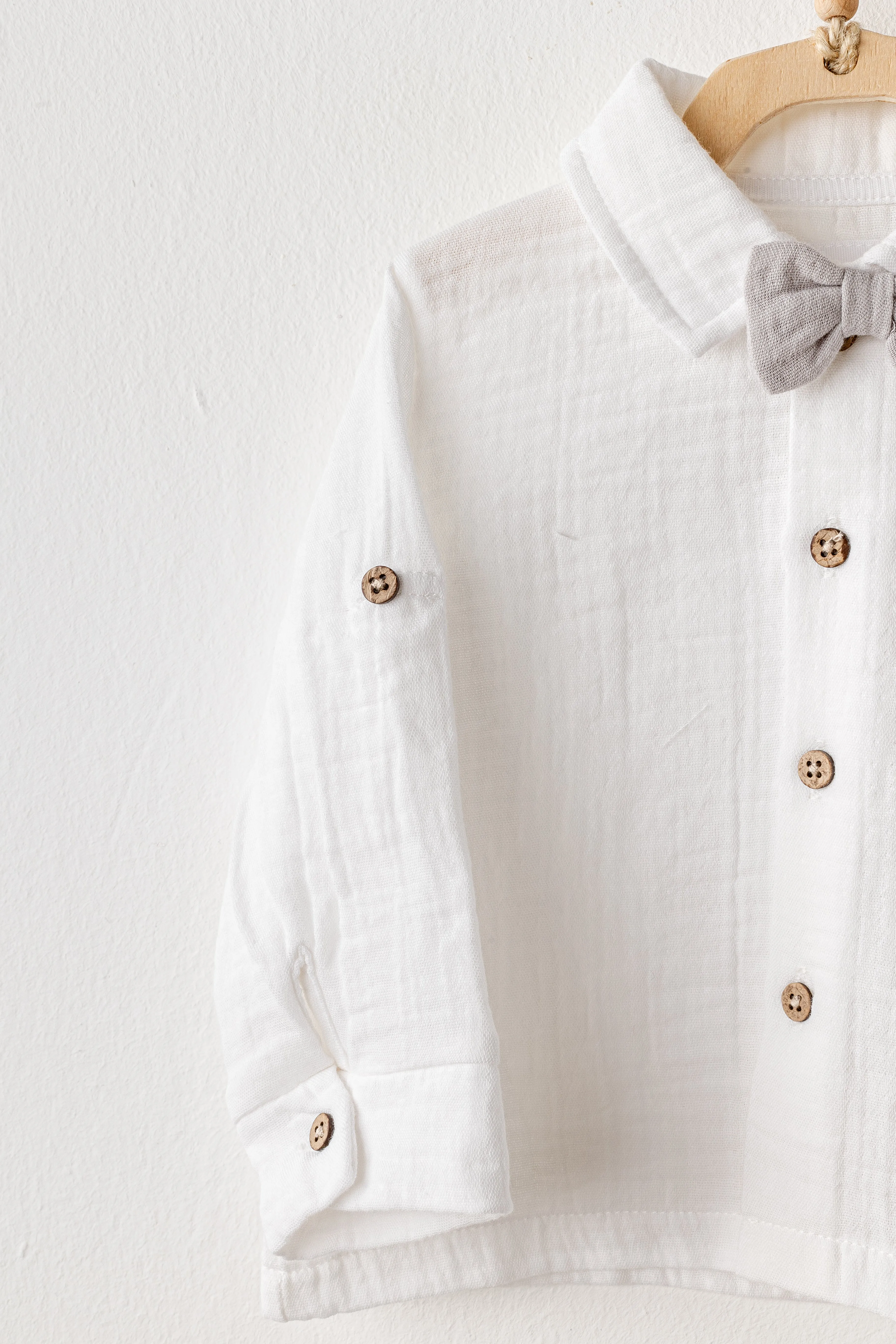 Grey Muslin Bowtie Outfit Set