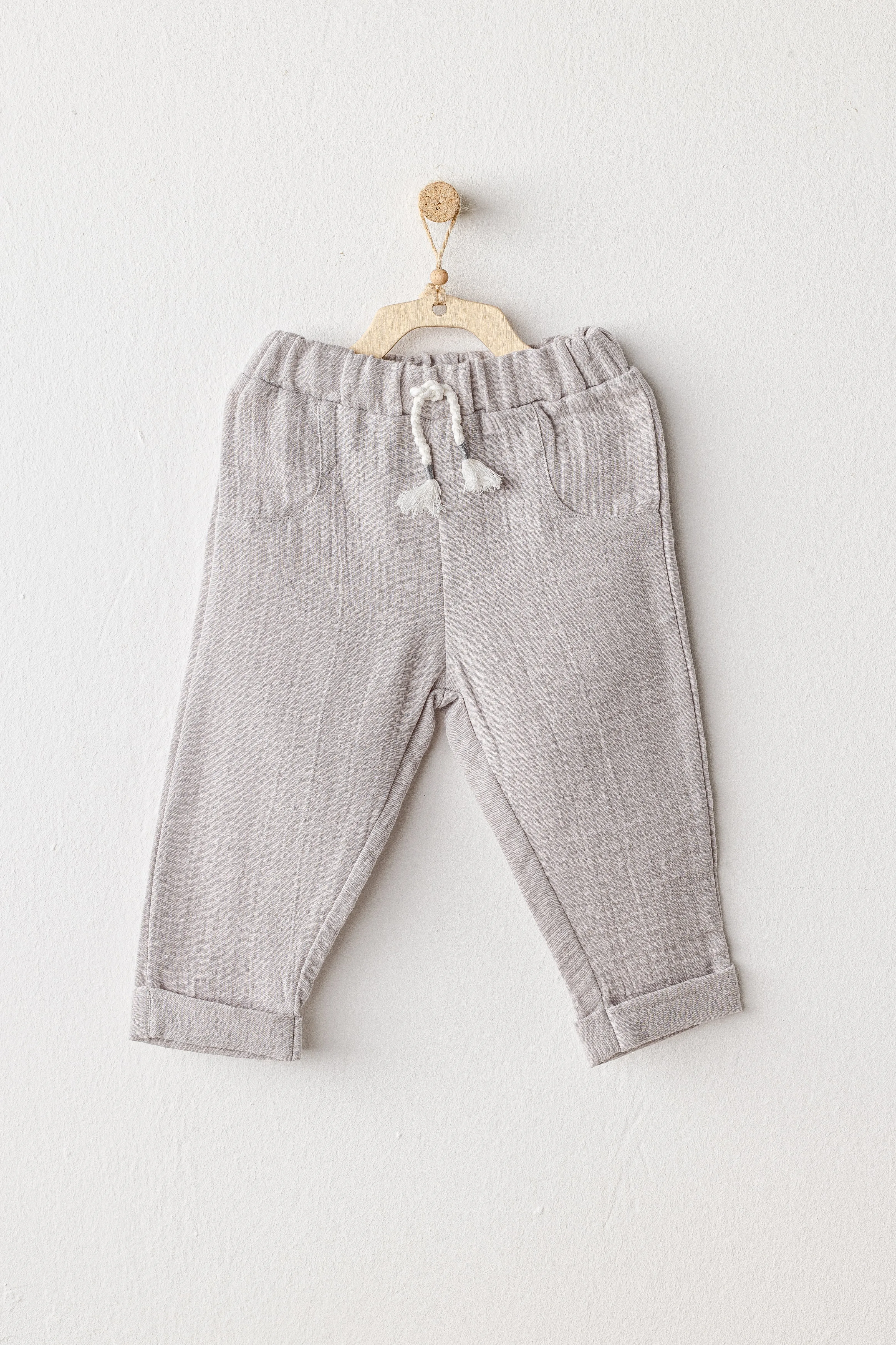 Grey Muslin Bowtie Outfit Set