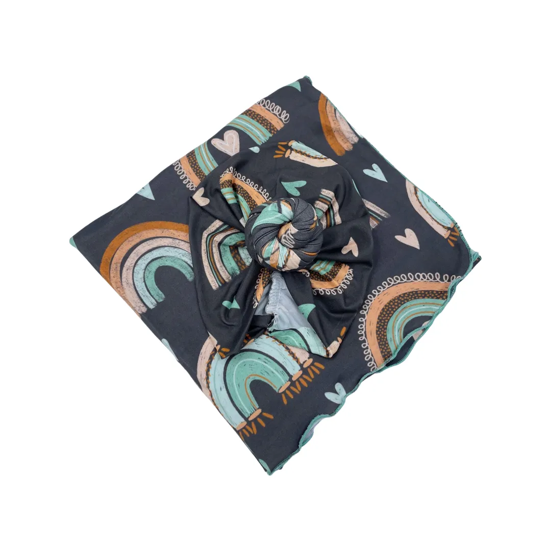 Grey Rainbow Swaddle Blanket Set