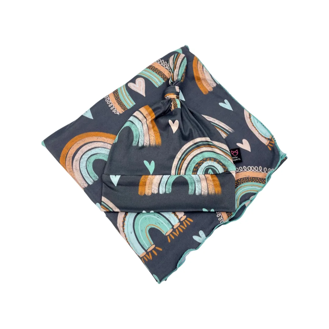 Grey Rainbow Swaddle Blanket Set