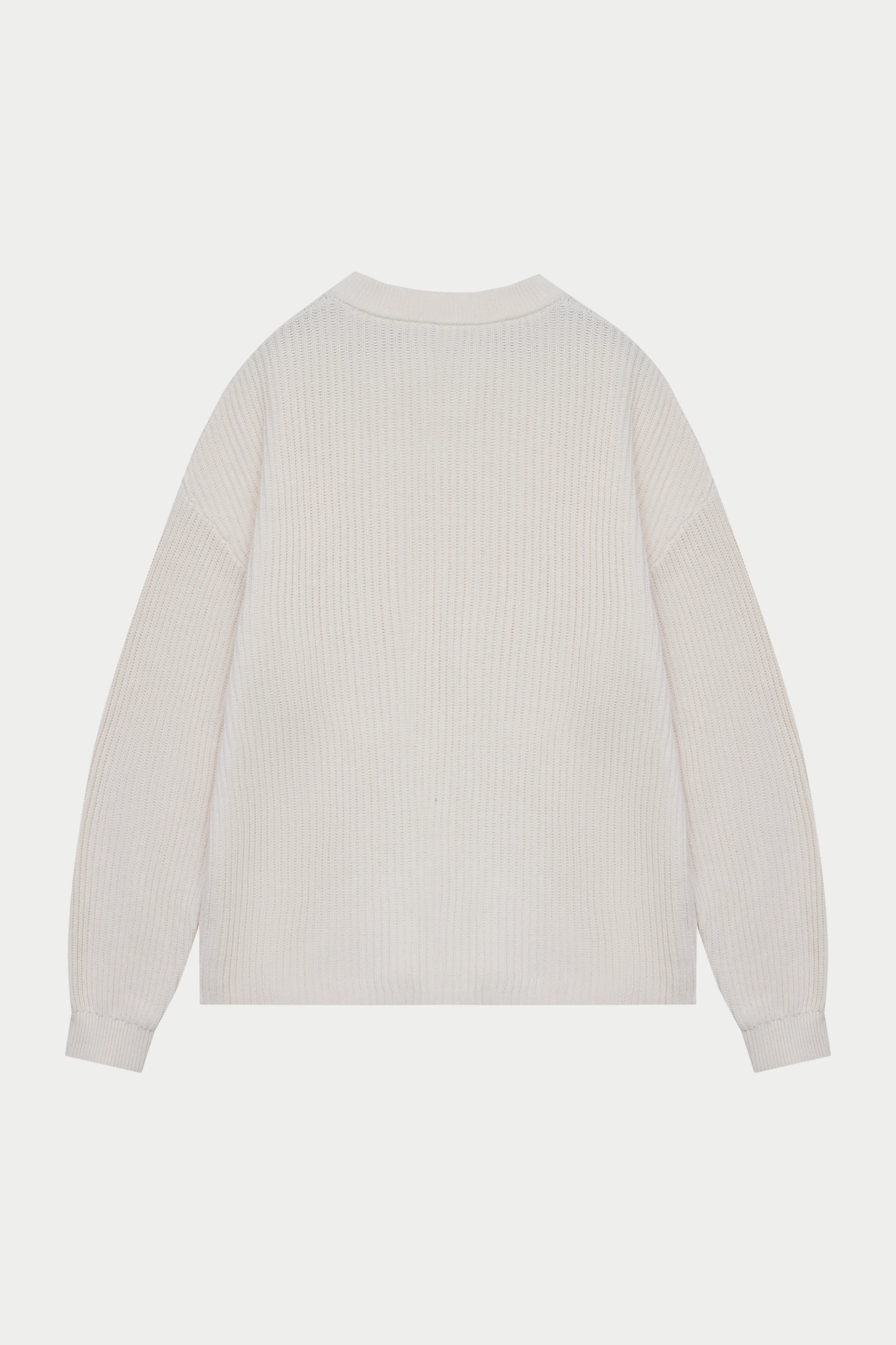 HEAVY WASHED RIBBED KNIT CREW - STONE