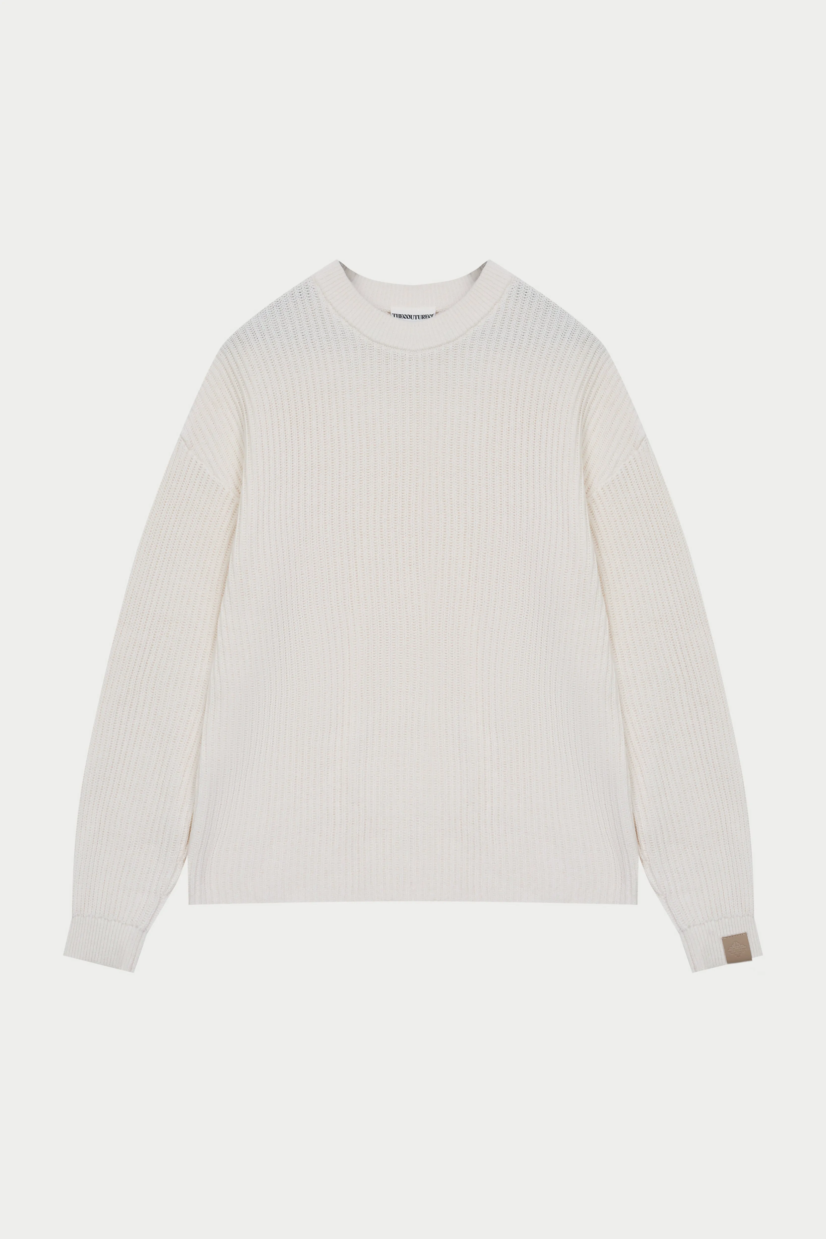 HEAVY WASHED RIBBED KNIT CREW - STONE