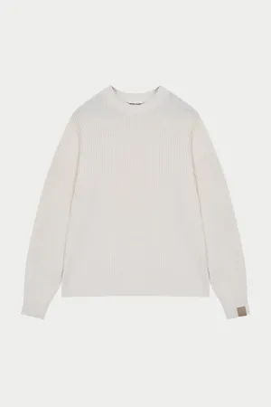 HEAVY WASHED RIBBED KNIT CREW - STONE