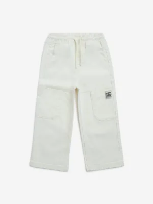 HOP Kids White Relaxed-Fit High-Rise Jeans