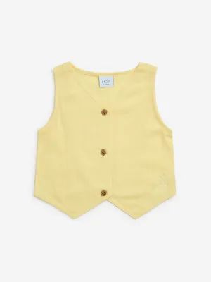 HOP Kids Yellow Embroidered Waistcoat