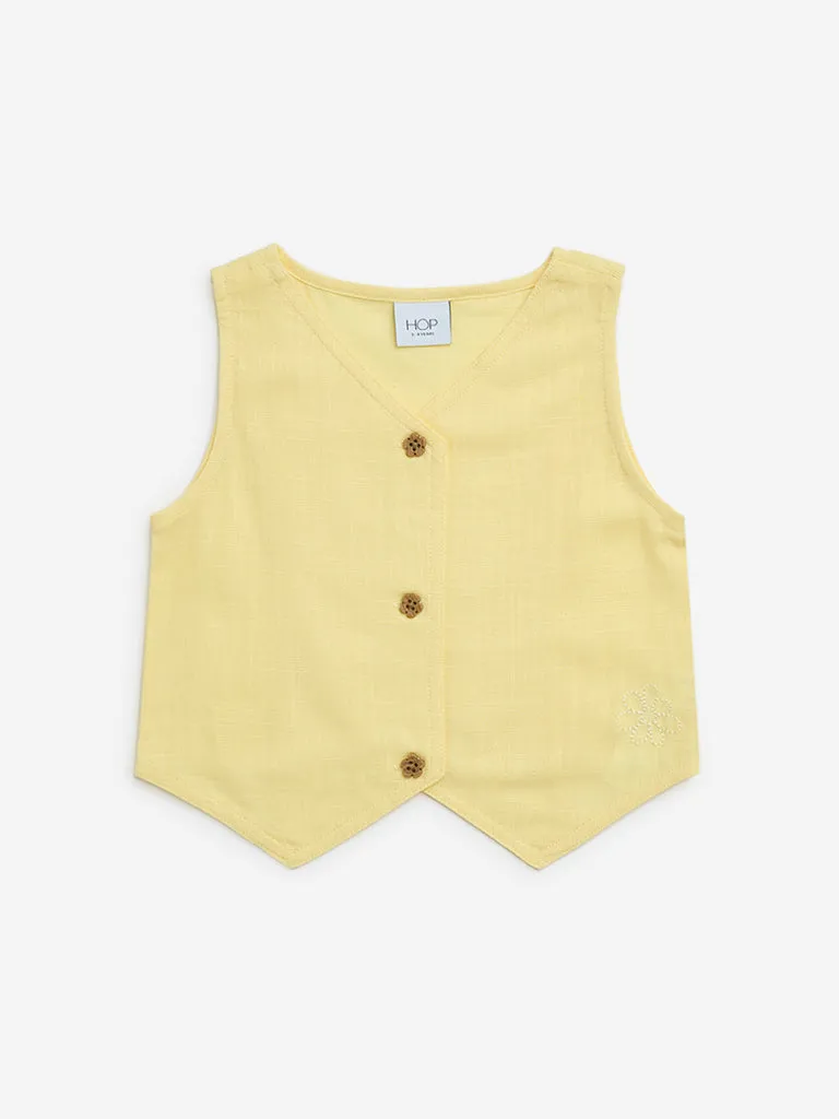 HOP Kids Yellow Embroidered Waistcoat