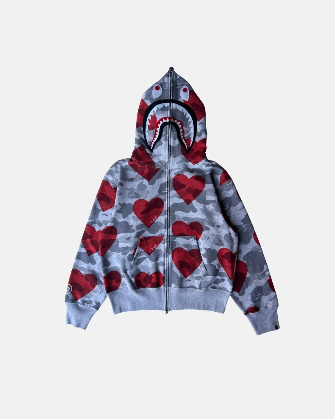 I Love Bape Shark Full Zip Hoodie Grey
