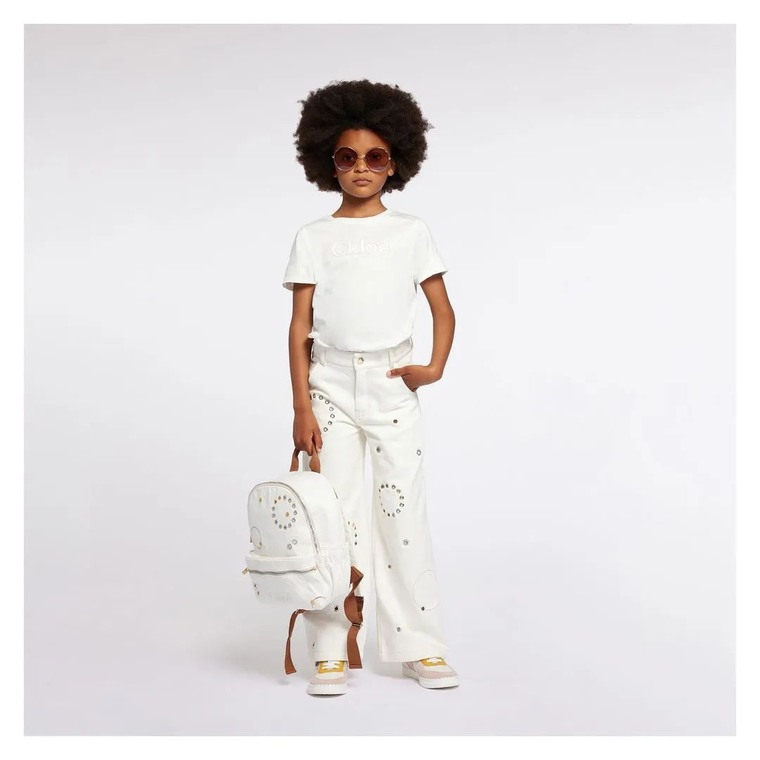 Ivory Logo Embroidered Jersey T-Shirt