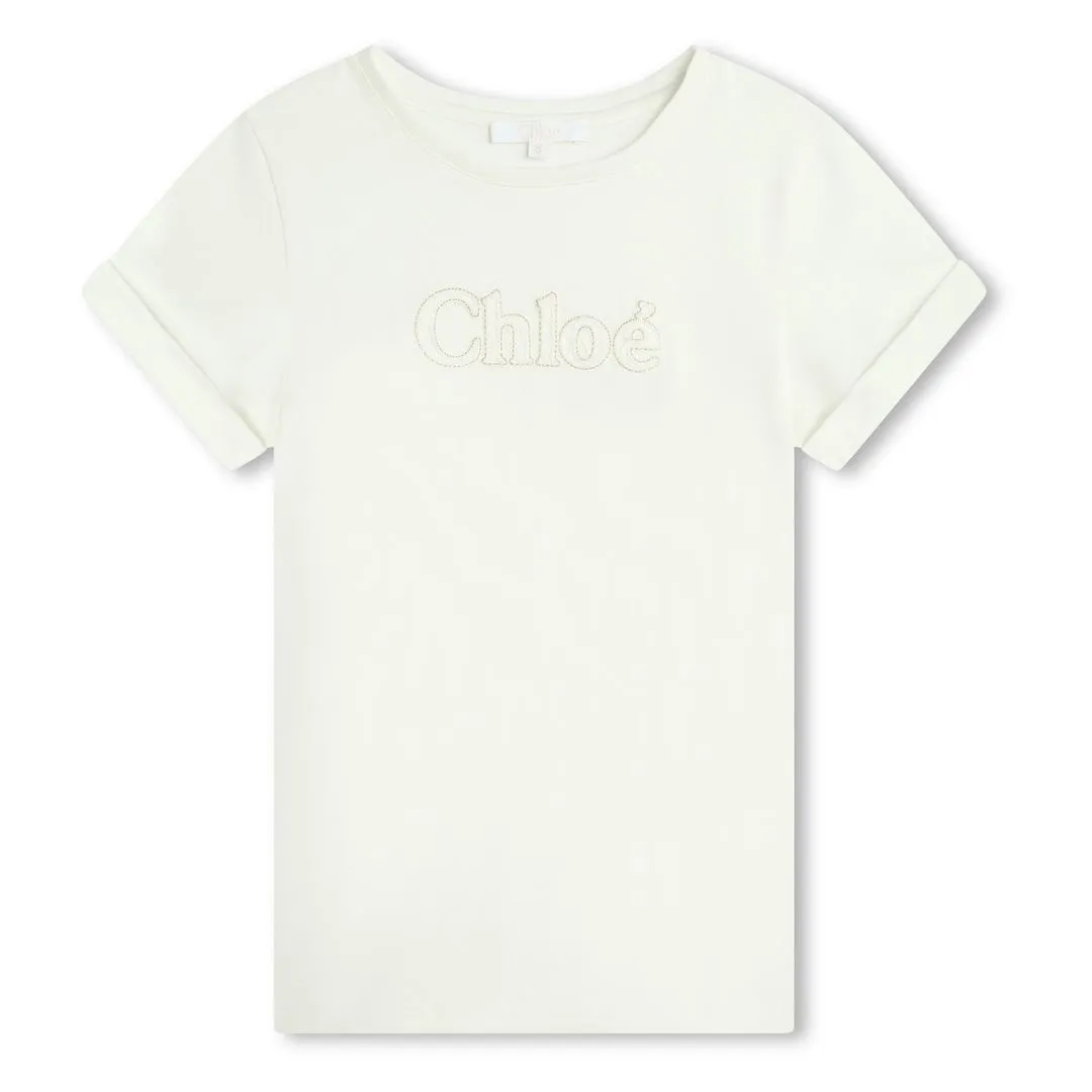 Ivory Logo Embroidered Jersey T-Shirt