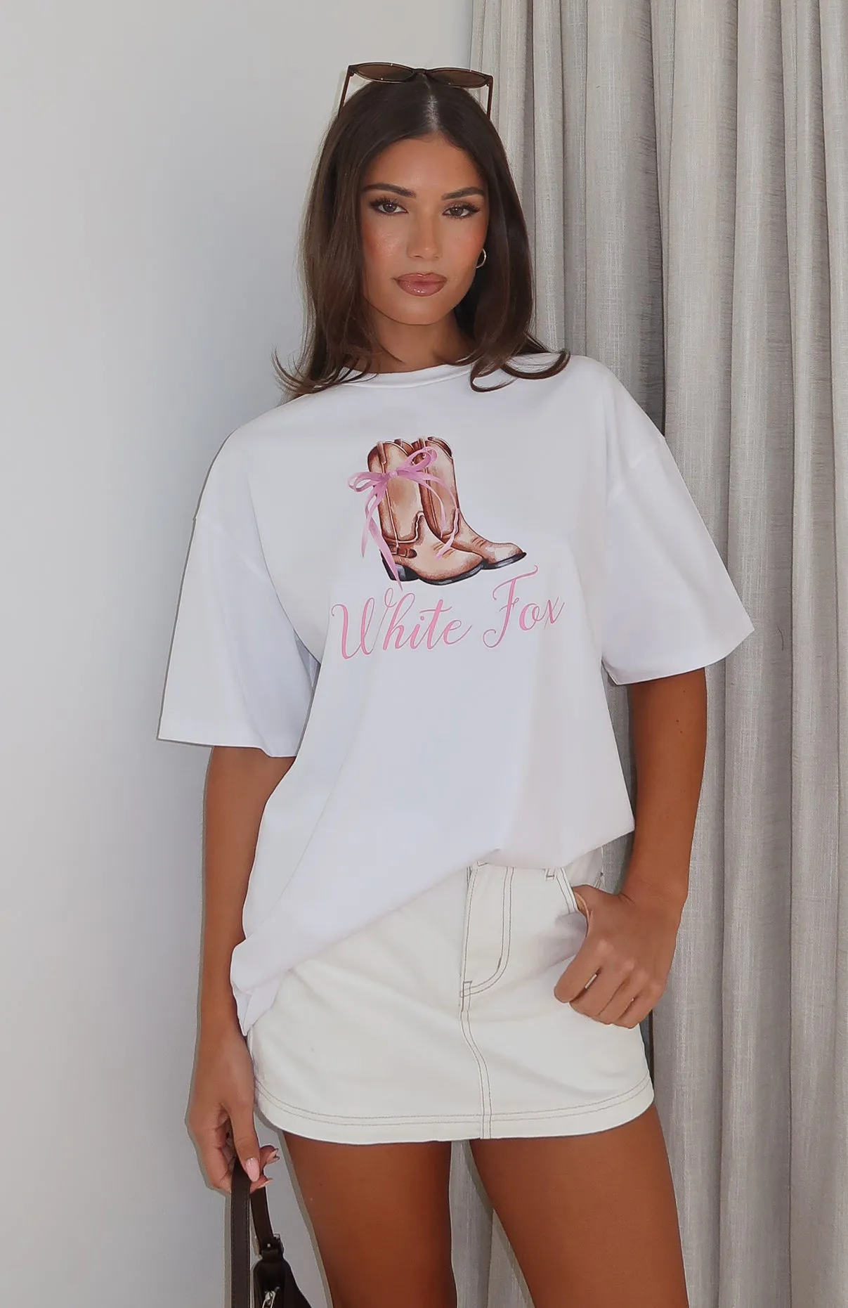 Kick Your Feet Up Oversized Tee White