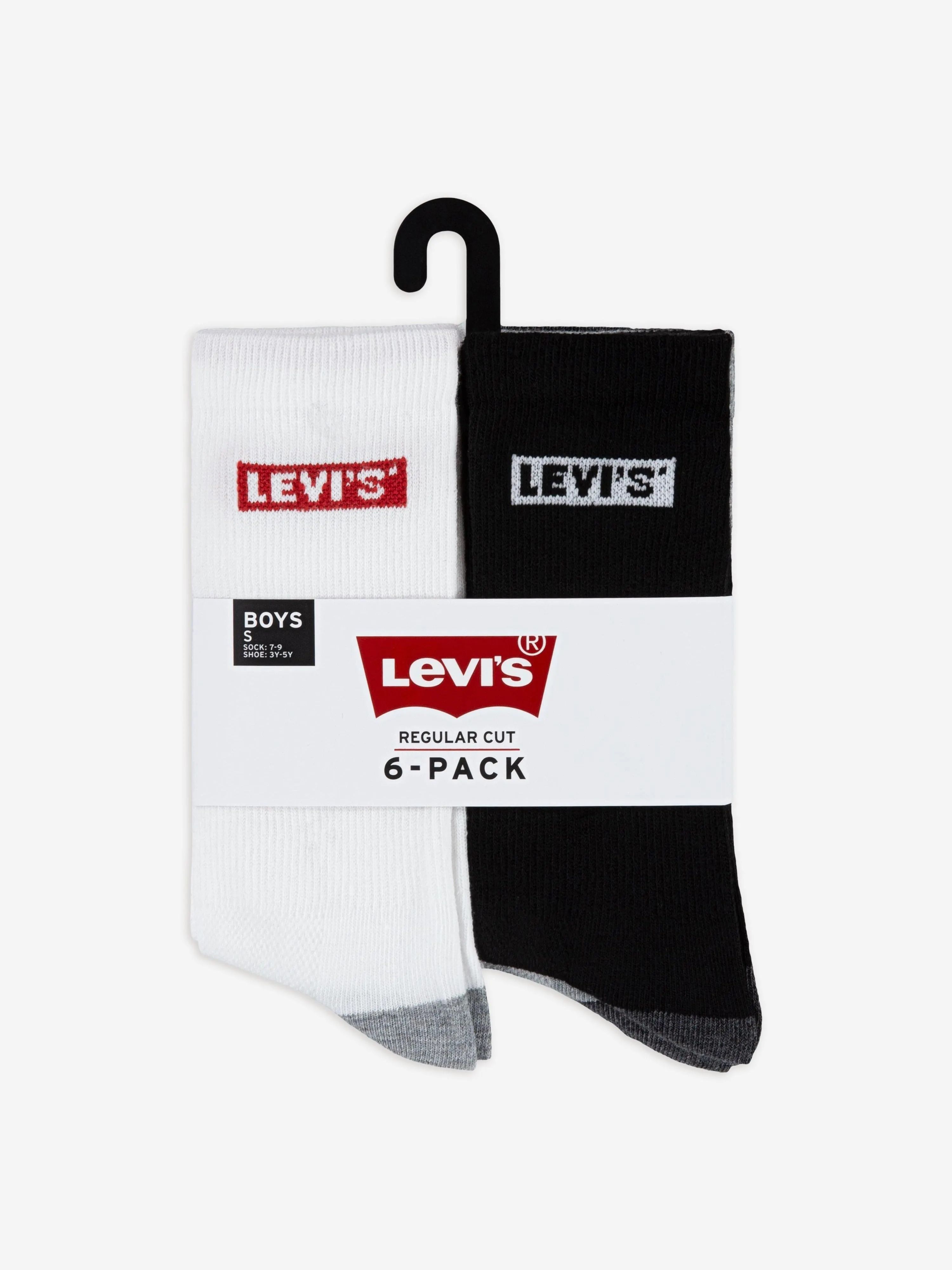 Kids Box Tab Mid Cut 6 Pack Socks Set in Grey