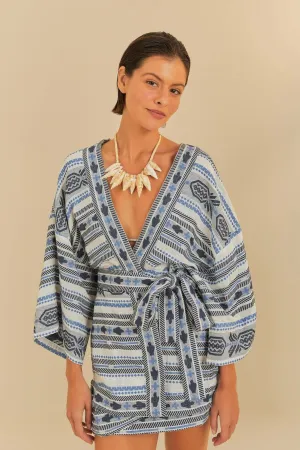 Kimono Manga Longa Jacquard Artesanal