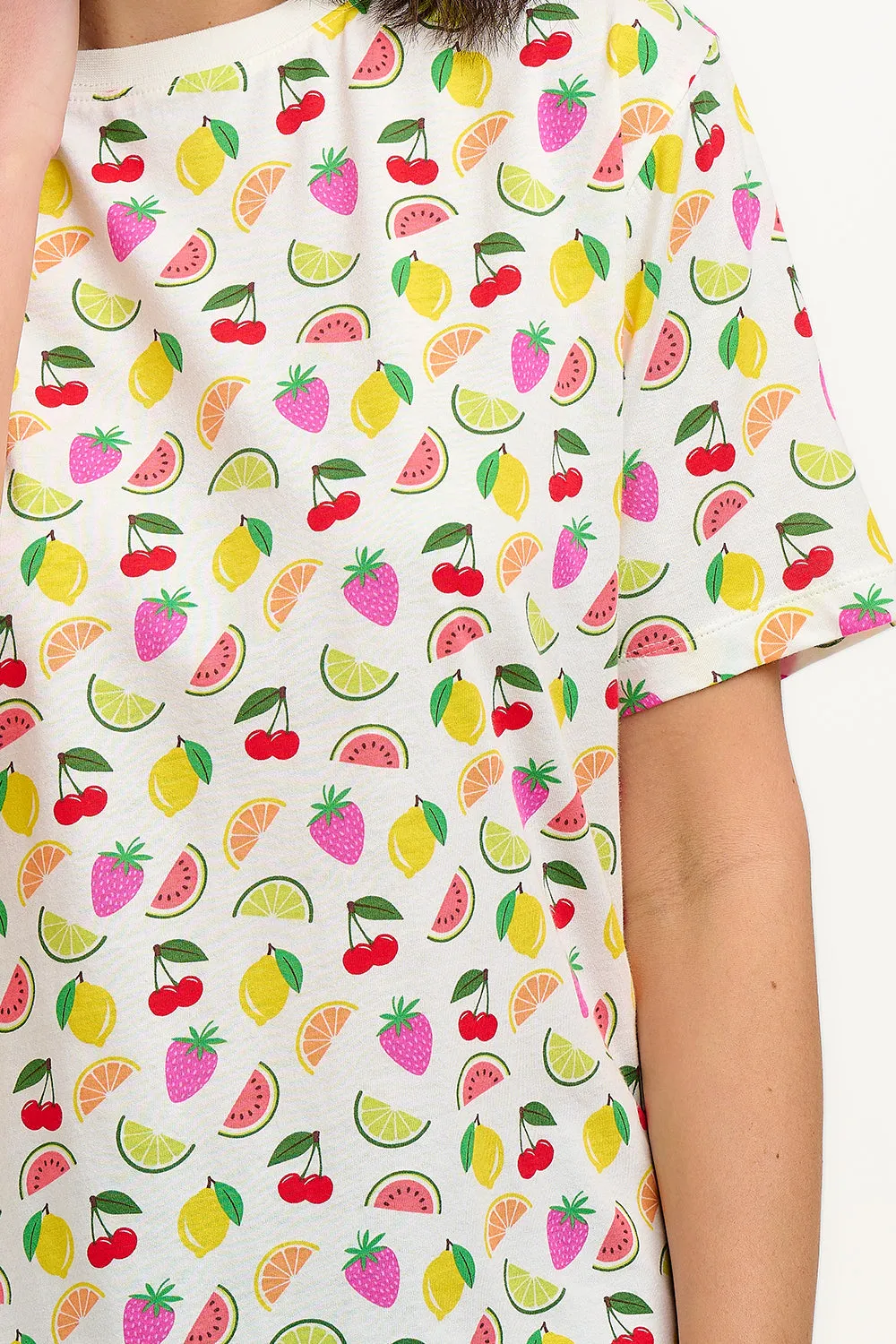 Kinsley Relaxed T-Shirt - Cream. Fruit Salad
