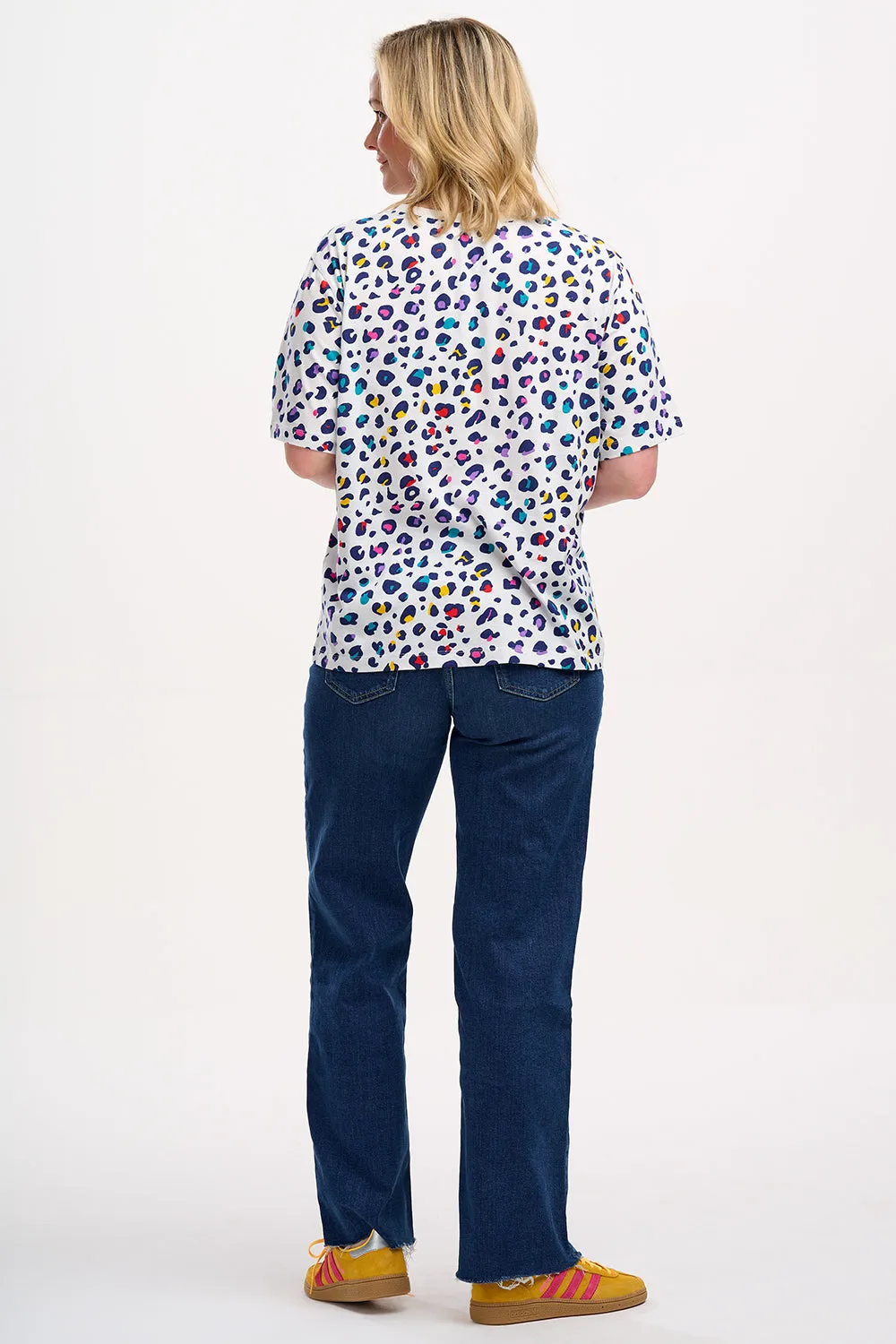Kinsley Relaxed T-Shirt - Off-White. Rainbow Leopard