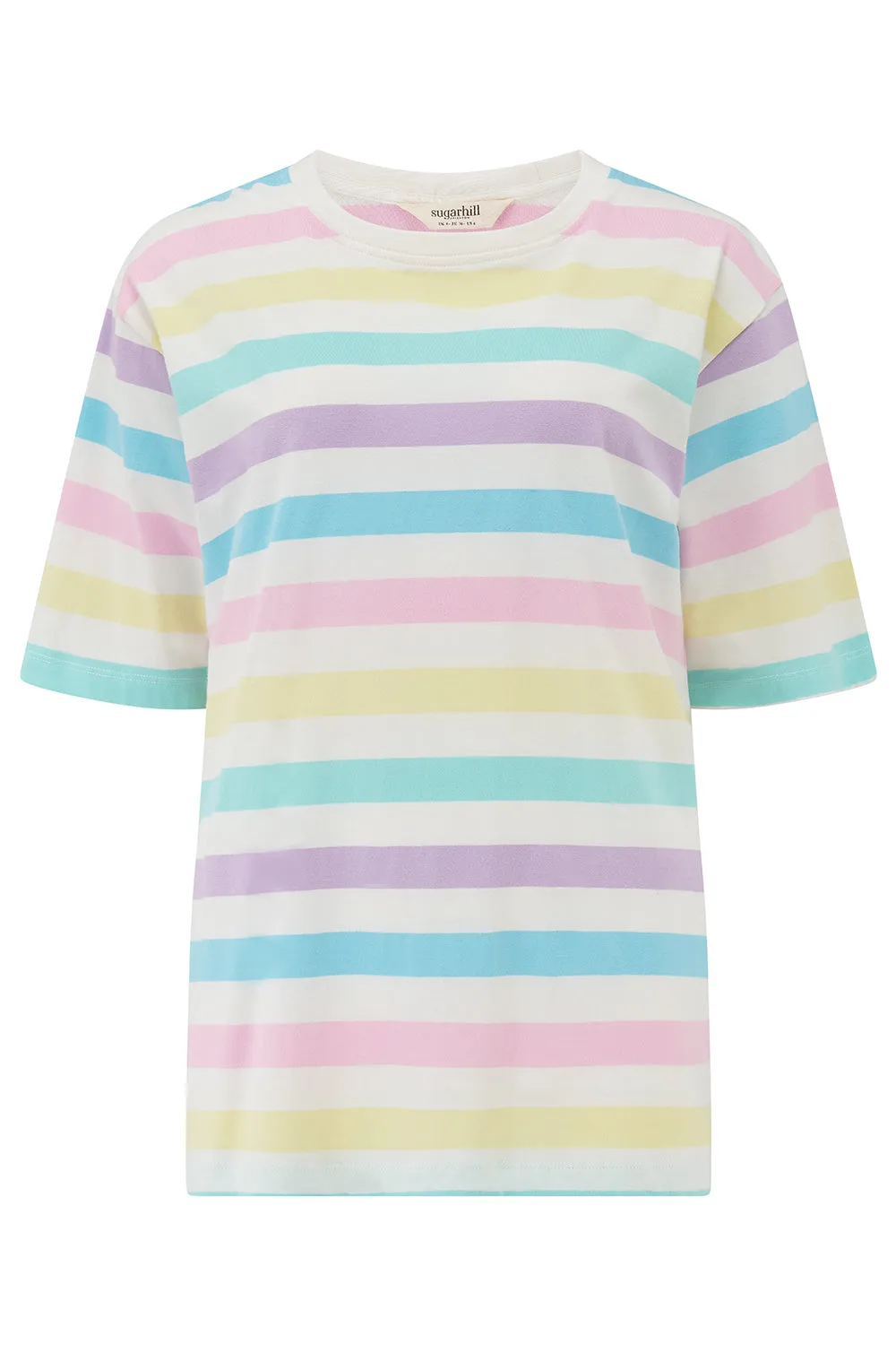 Kinsley Relaxed T-Shirt - Off White/Multi. Punchy Pastel Stripe