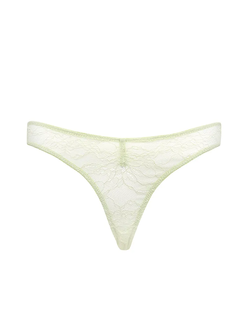Kukila Brazilian Knicker in Lace Pastel Green