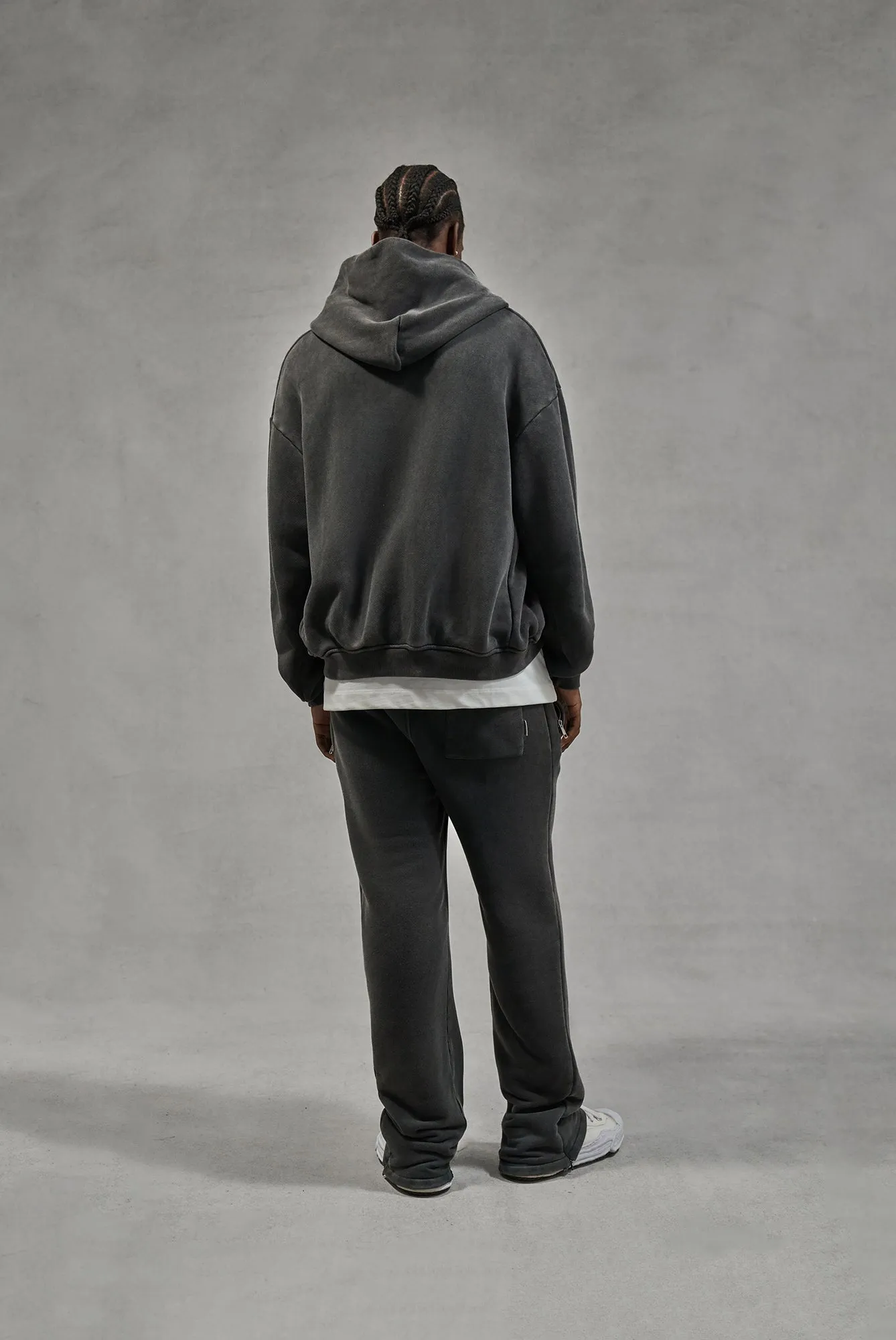 LAUNDERED CLASSICS ZIP THROUGH HOODIE - CHARCOAL