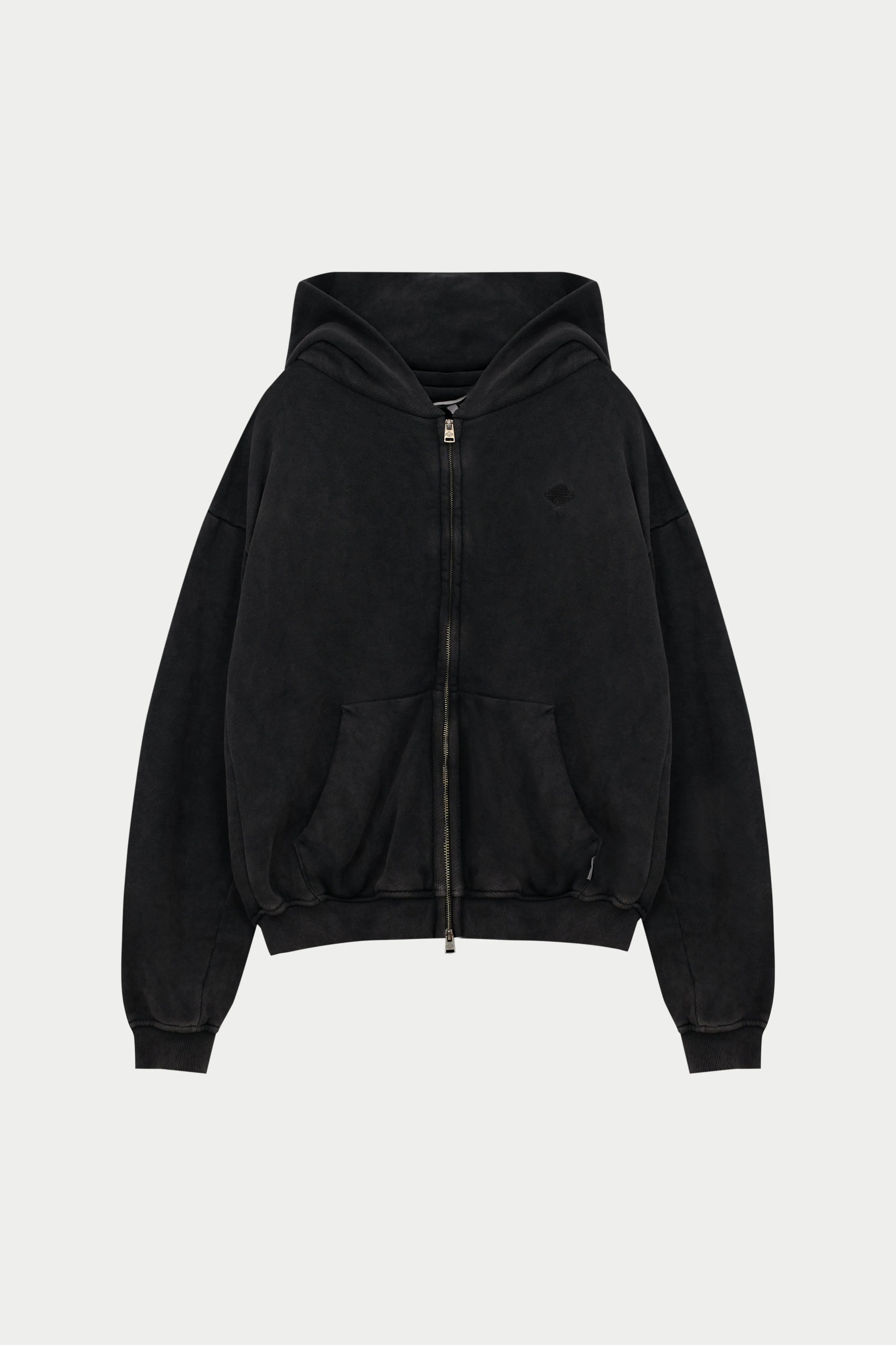 LAUNDERED CLASSICS ZIP THROUGH HOODIE - CHARCOAL