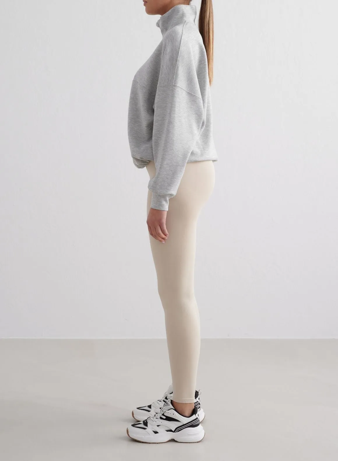 Light Grey Melange Comfy Modal Half Zip