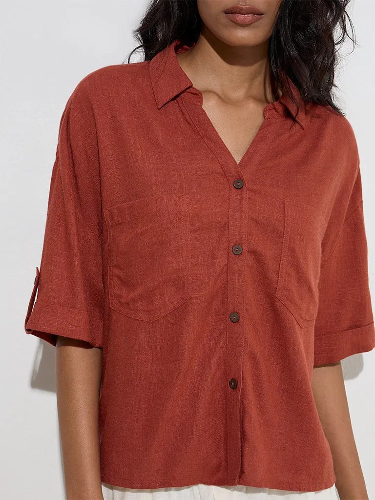 LOV Rust Solid Shirt