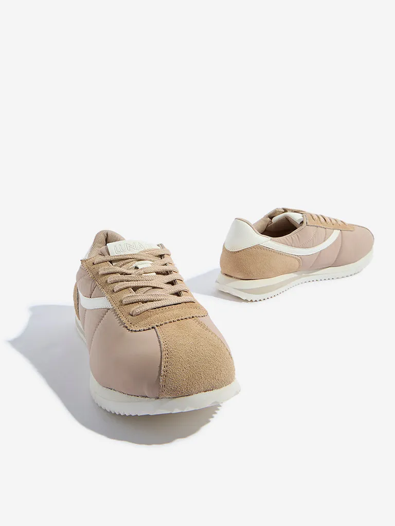 LUNA BLU Beige Suede Lace-Up Sneakers
