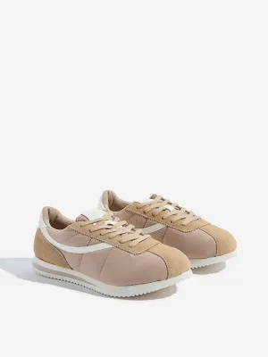 LUNA BLU Beige Suede Lace-Up Sneakers