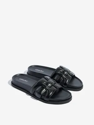 LUNA BLU Black Multi-Strap Slides