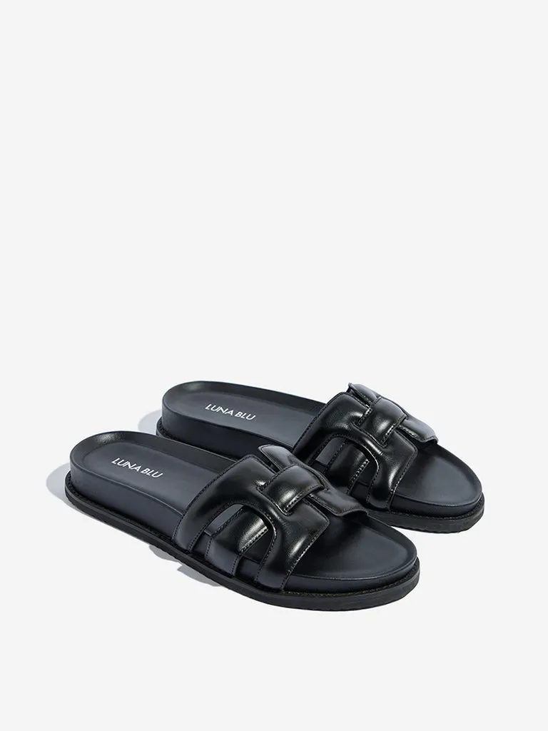 LUNA BLU Black Multi-Strap Slides