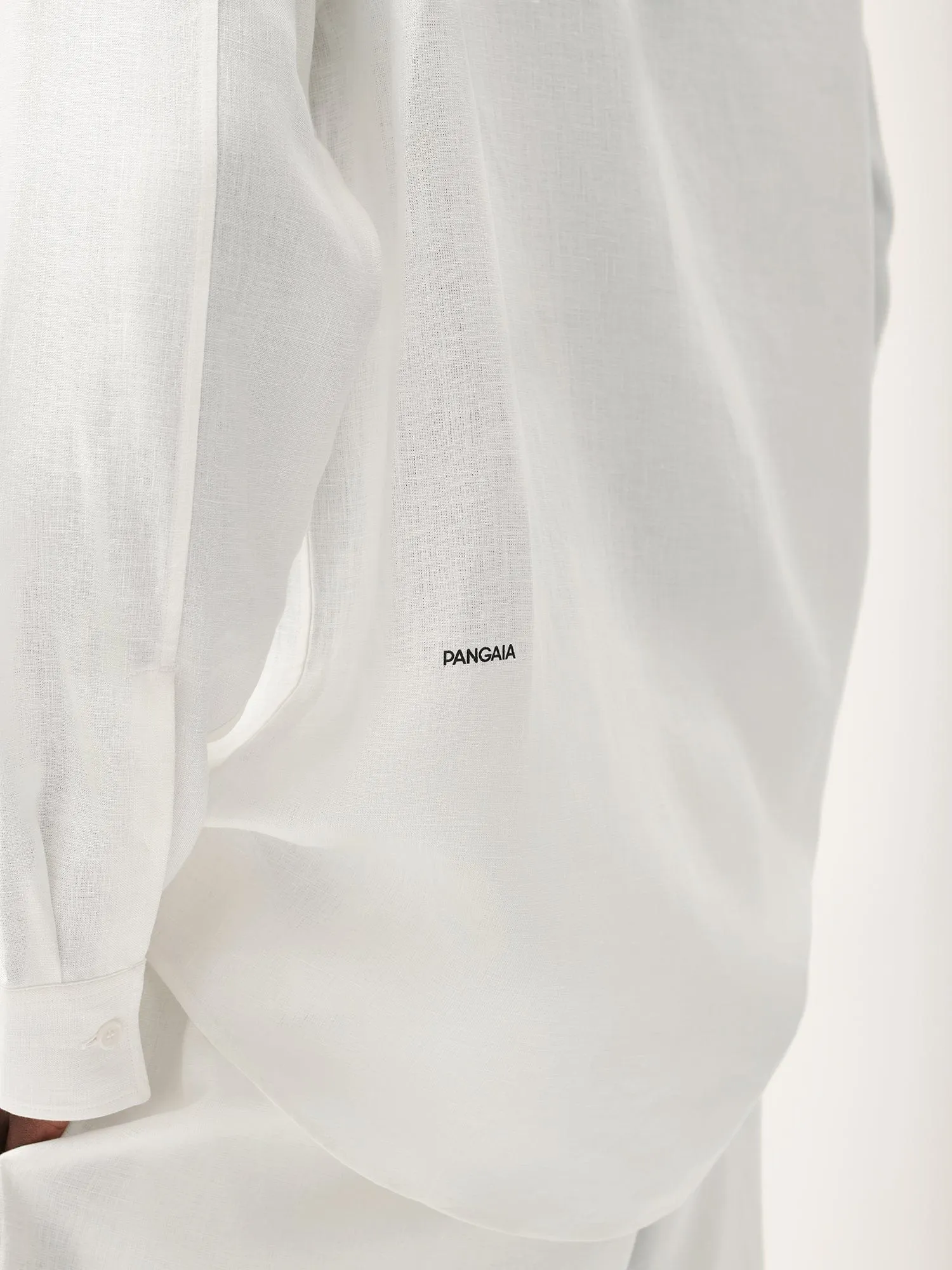 Mens Aloe Linen Collared Long Sleeve Shirt—off-white