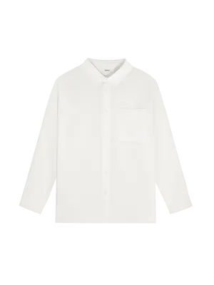 Mens Aloe Linen Collared Long Sleeve Shirt—off-white