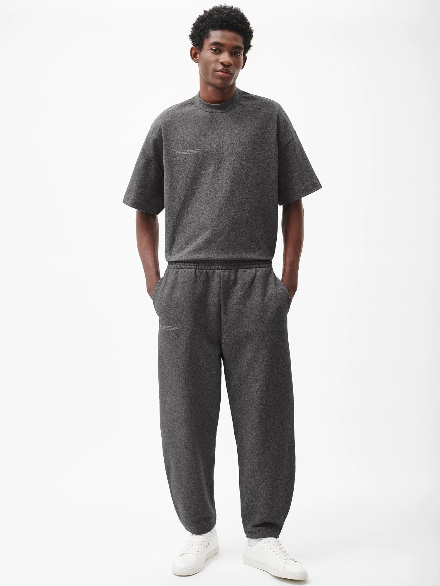Mens Reclaimed Cotton Barrel-Leg Track Pants—reclaim charcoal
