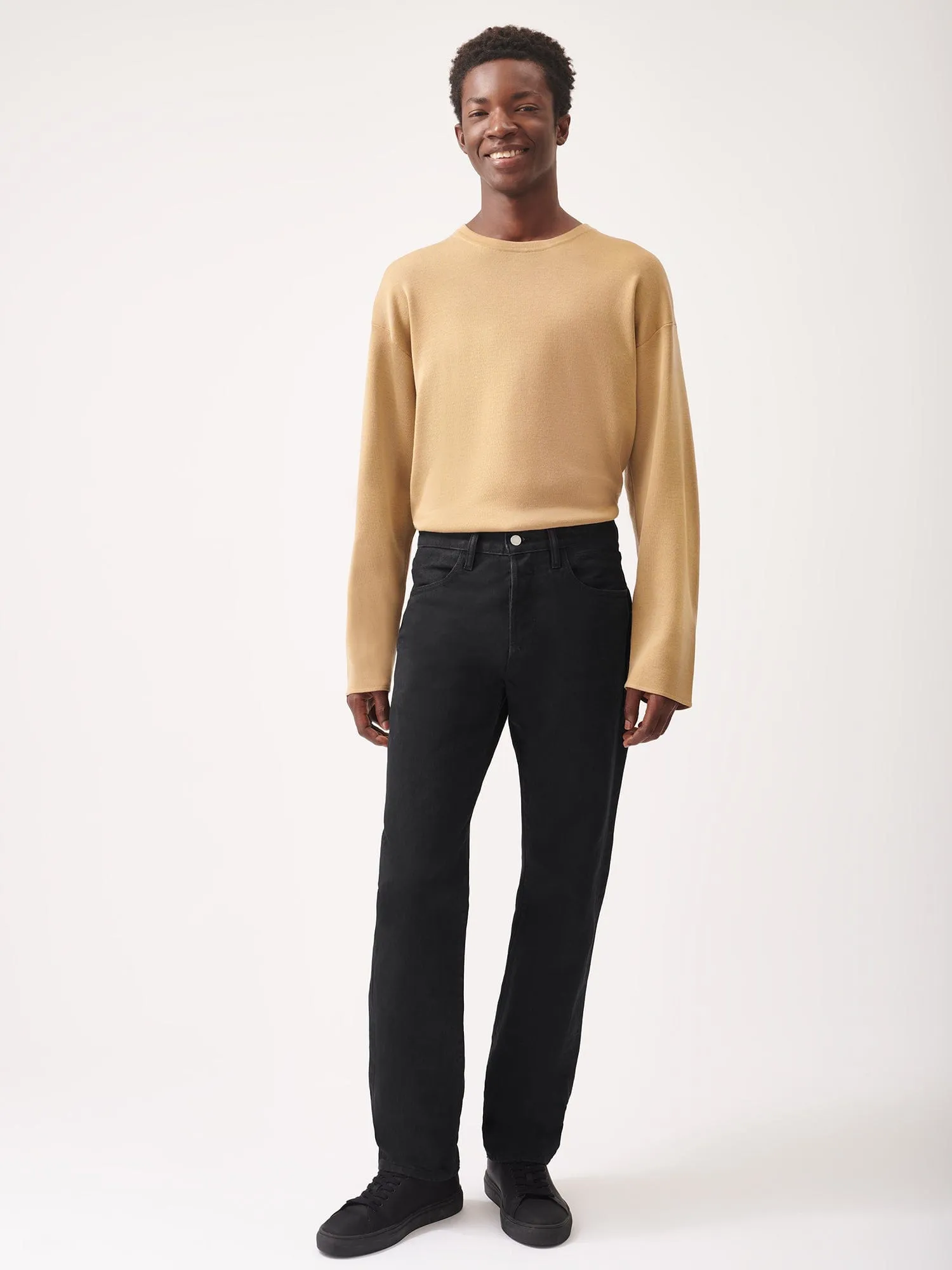 Mens Regenerative Merino Wool Sweater—camel
