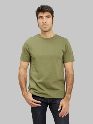 Merz b. Schwanen 215 2-Thread Heavyweight 7.2oz Crewneck Loopwheeled Classic Fit T-Shirt Army Green