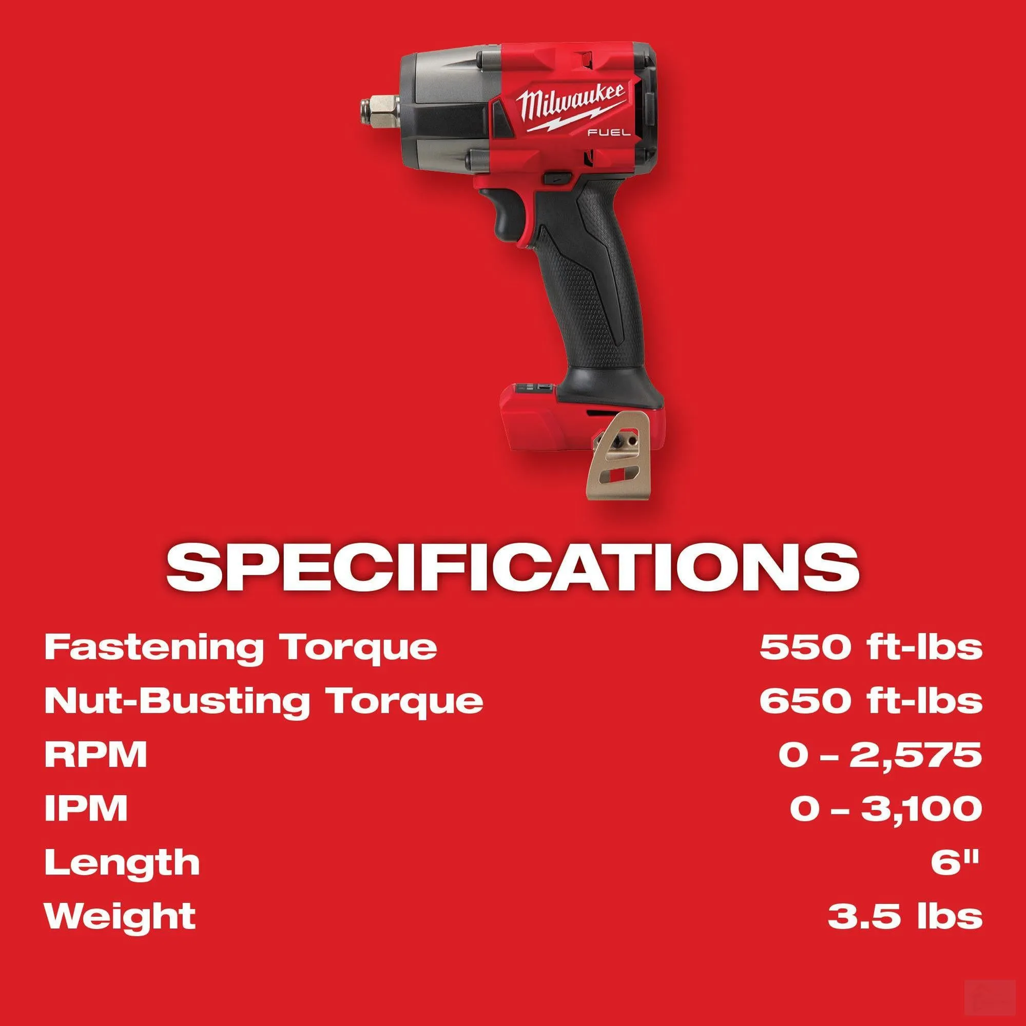 Milwaukee M18 FUEL 1/2" Mid-Torque Impact Wrench w/ Friction Ring (Bare Tool) {2962-20}