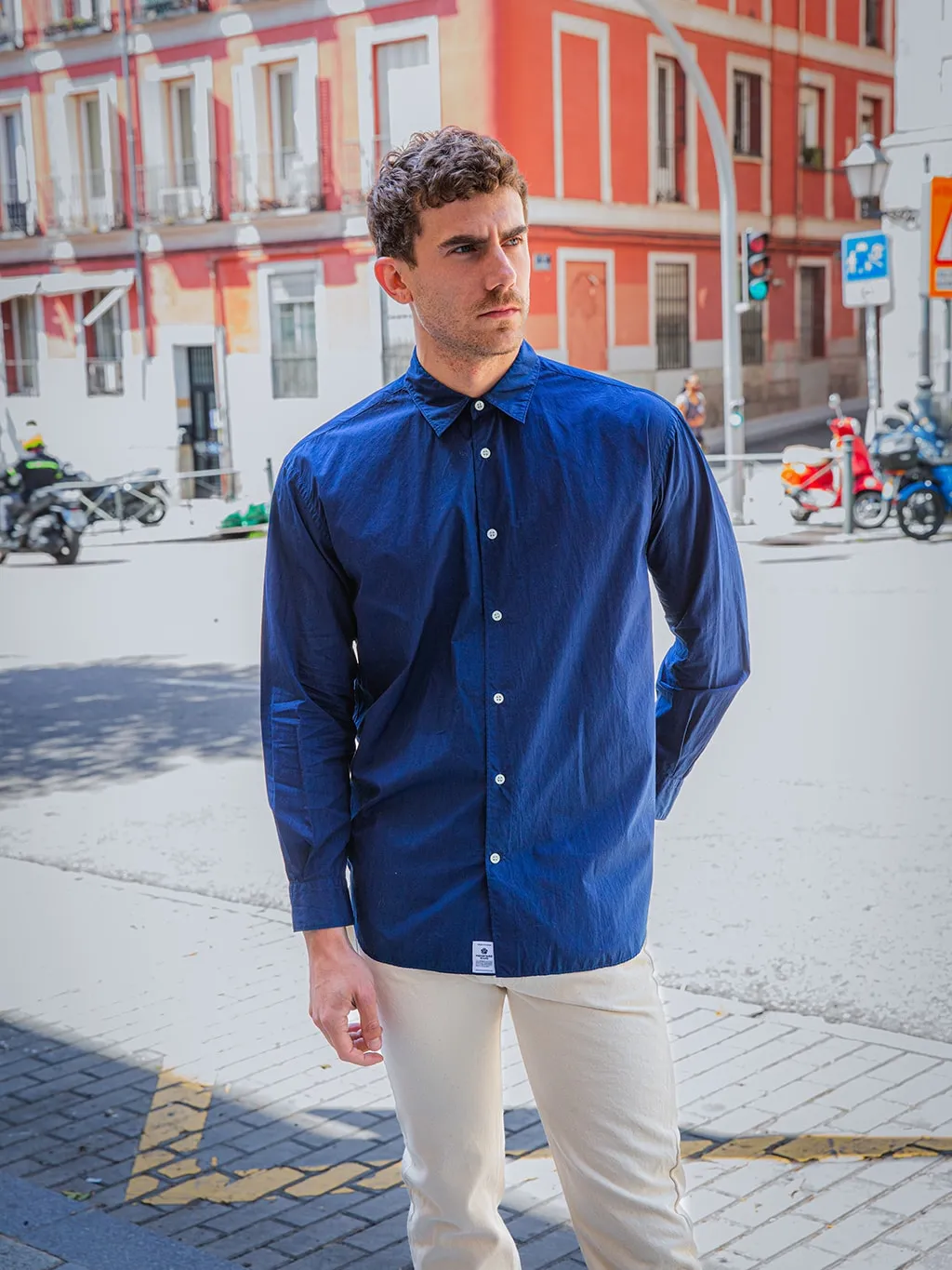 Momotaro Jeans MALS1003 Natural Indigo Broad Long Sleeve Shirt