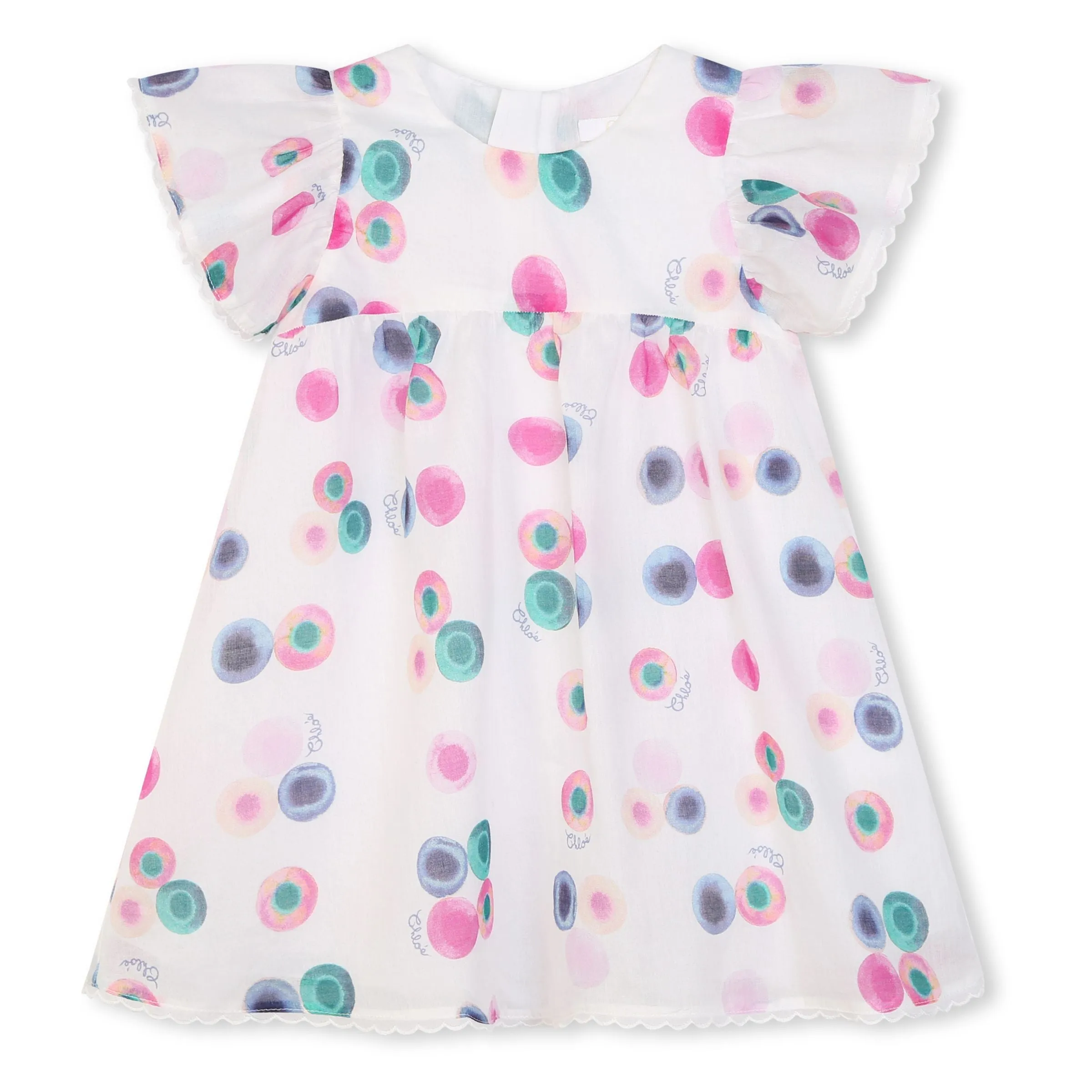 Multicolored Patterned Ruffled Dress