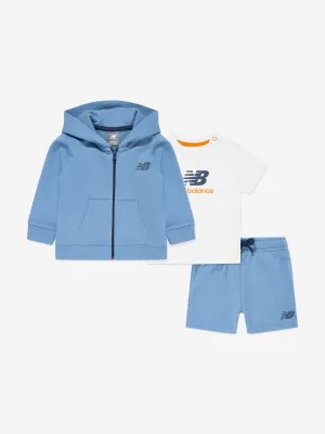 New Balance Boys 3 Piece Short Set in Blue