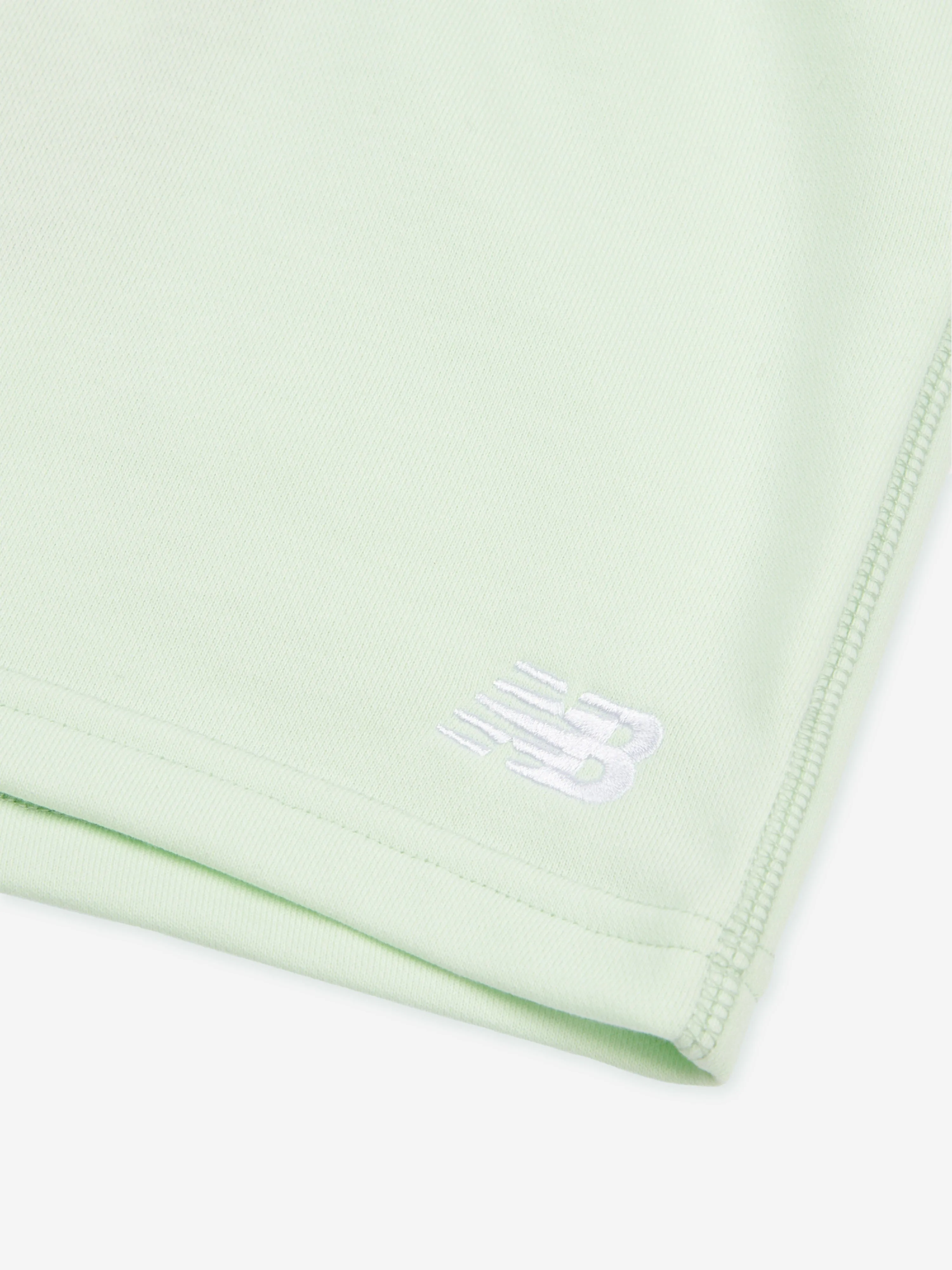 New Balance Girls French Terry Small Logo Shorts in Green