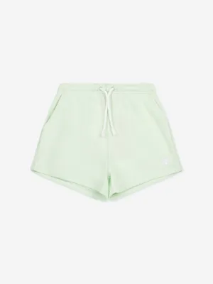 New Balance Girls French Terry Small Logo Shorts in Green