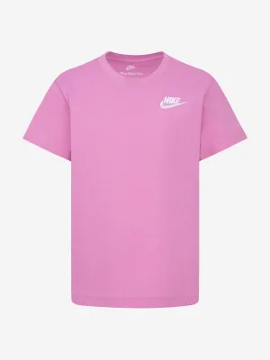 Nike Girls NSW Embroidered Futura T-Shirt in Pink