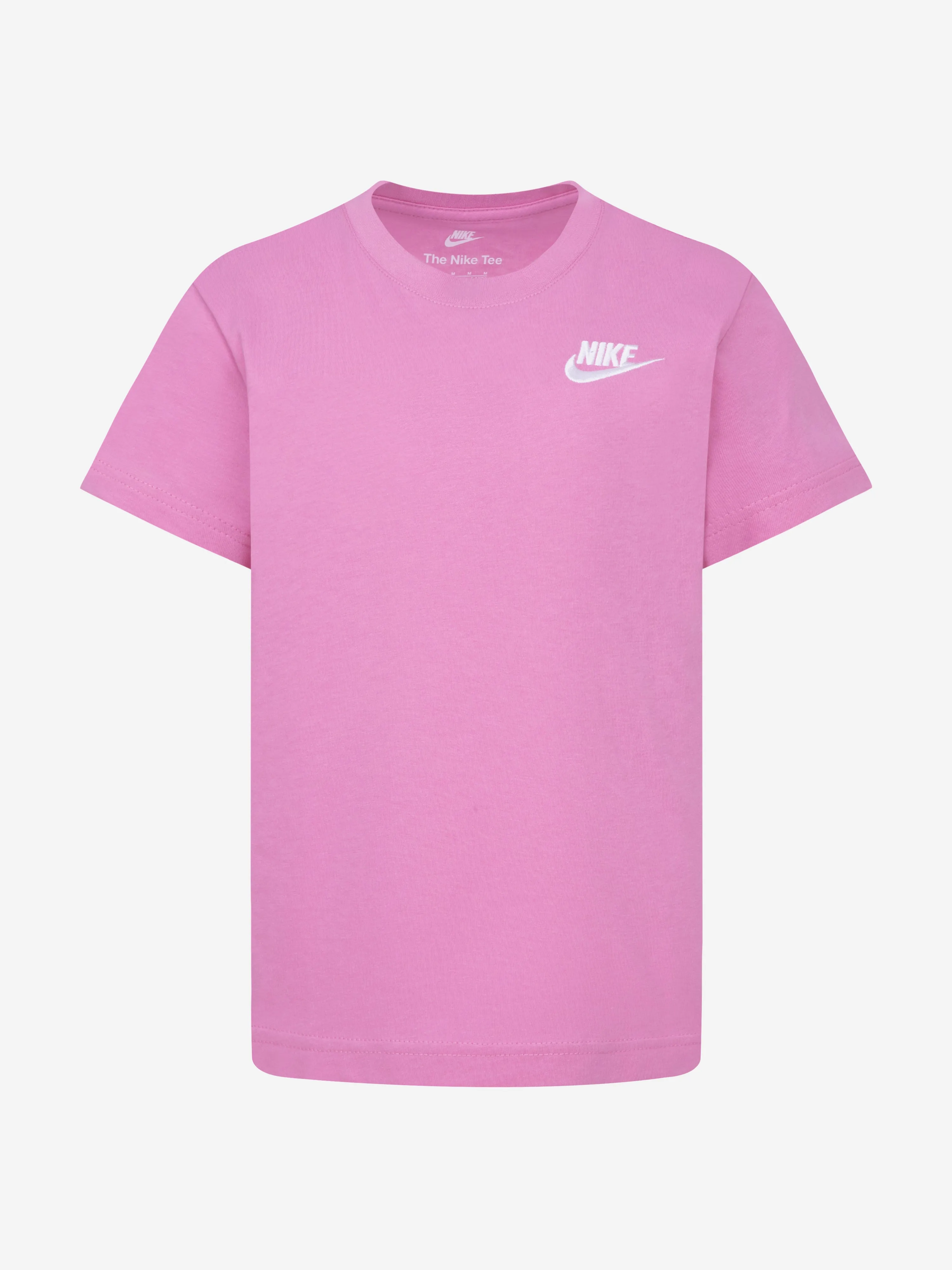 Nike Girls NSW Embroidered Futura T-Shirt in Pink