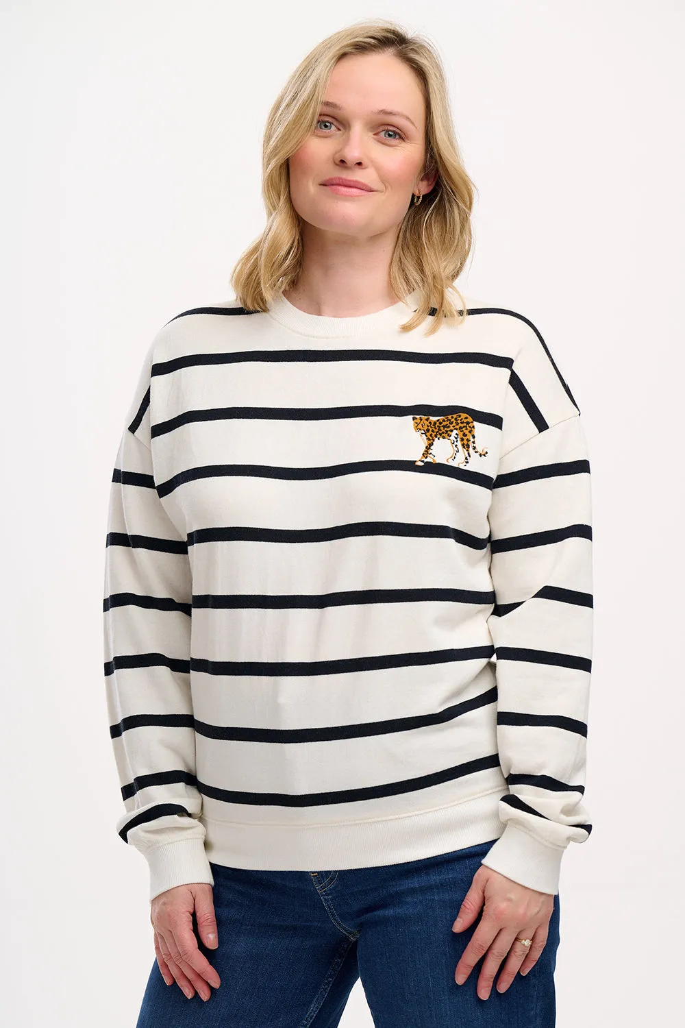 Noah Sweatshirt - Off-White/Black. Leopard Embroidery