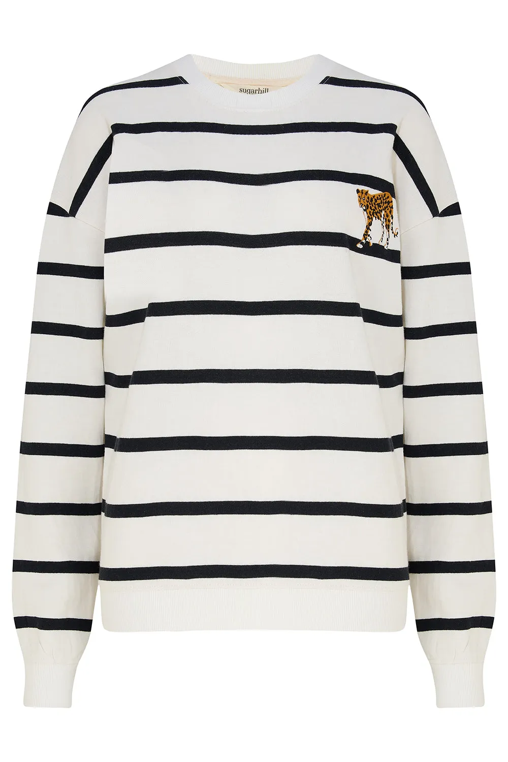 Noah Sweatshirt - Off-White/Black. Leopard Embroidery